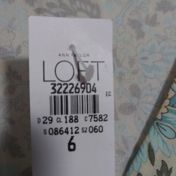 Loft Blue Floral Silk Babydoll Y2k Flutter Sleeve V Neck Top Size 6 - Picture 6 of 7